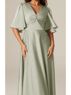 AW BRIDAL SZ 4 S sage green Elinore wedding cocktail party maxi dress NEW 0B5